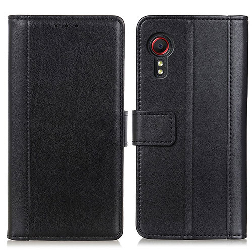 Leather Case Stands Flip Cover Holder N02P for Samsung Galaxy XCover 5 SM-G525F Black