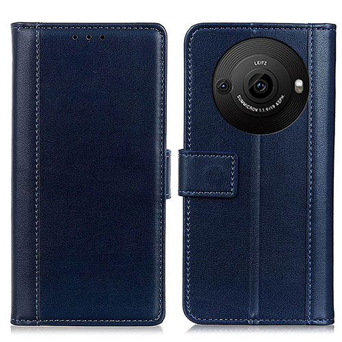 Leather Case Stands Flip Cover Holder N02P for Sharp Aquos R8s Pro Blue