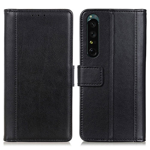 Leather Case Stands Flip Cover Holder N02P for Sony Xperia 1 III Black