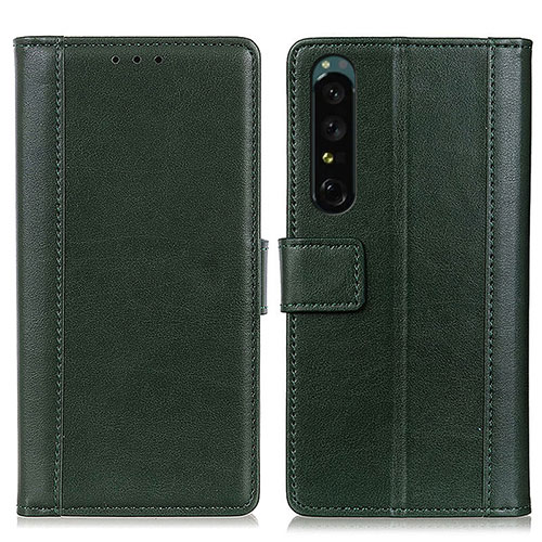 Leather Case Stands Flip Cover Holder N02P for Sony Xperia 1 III Green