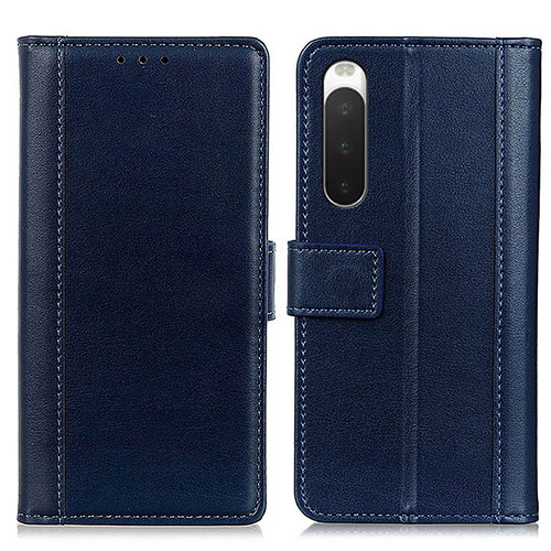 Leather Case Stands Flip Cover Holder N02P for Sony Xperia 10 IV SO-52C Blue