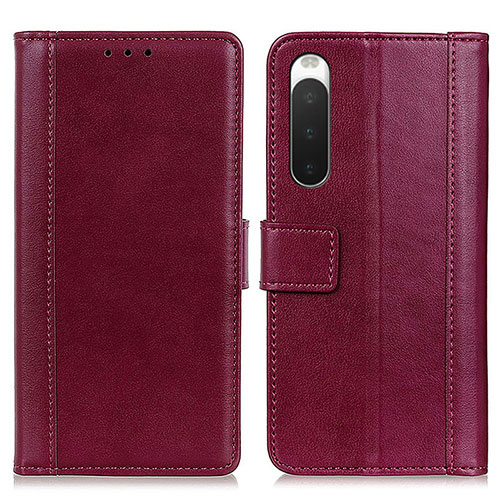 Leather Case Stands Flip Cover Holder N02P for Sony Xperia 10 IV SO-52C Red