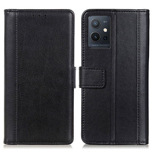 Leather Case Stands Flip Cover Holder N02P for Vivo iQOO Z6 5G Black