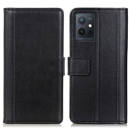 Leather Case Stands Flip Cover Holder N02P for Vivo Y55 5G Black