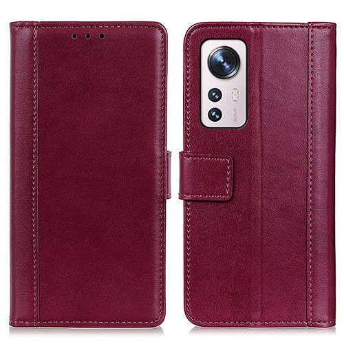 Leather Case Stands Flip Cover Holder N02P for Xiaomi Mi 12 Lite 5G Red