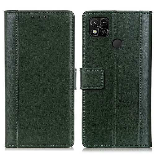 Leather Case Stands Flip Cover Holder N02P for Xiaomi POCO C3 Green