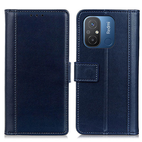 Leather Case Stands Flip Cover Holder N02P for Xiaomi Poco C55 Blue