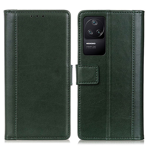 Leather Case Stands Flip Cover Holder N02P for Xiaomi Poco F4 5G Green