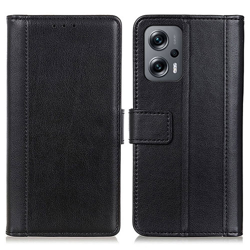 Leather Case Stands Flip Cover Holder N02P for Xiaomi Poco F5 5G Black