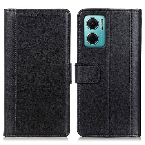 Leather Case Stands Flip Cover Holder N02P for Xiaomi Redmi 10 5G Black