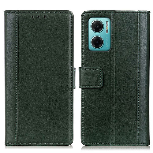 Leather Case Stands Flip Cover Holder N02P for Xiaomi Redmi 10 5G Green