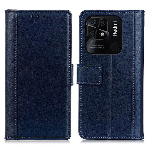 Leather Case Stands Flip Cover Holder N02P for Xiaomi Redmi 10 Power Blue