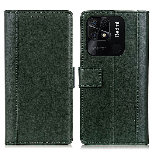 Leather Case Stands Flip Cover Holder N02P for Xiaomi Redmi 10 Power Green