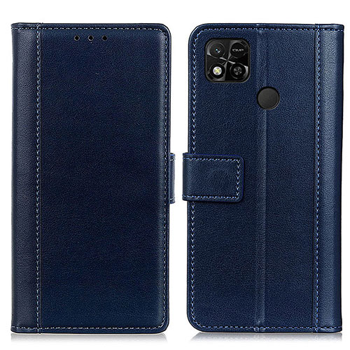 Leather Case Stands Flip Cover Holder N02P for Xiaomi Redmi 9 Activ Blue