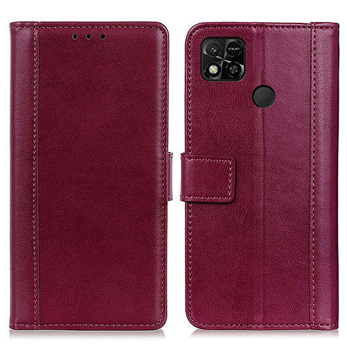 Leather Case Stands Flip Cover Holder N02P for Xiaomi Redmi 9 Activ Red