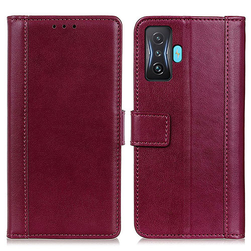 Leather Case Stands Flip Cover Holder N02P for Xiaomi Redmi K50 Gaming 5G Red