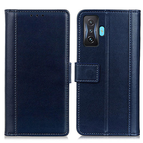 Leather Case Stands Flip Cover Holder N02P for Xiaomi Redmi K50 Gaming AMG F1 5G Blue