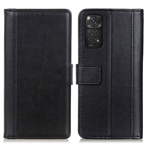 Leather Case Stands Flip Cover Holder N02P for Xiaomi Redmi Note 11 4G (2022) Black