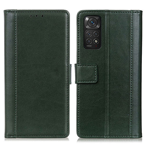 Leather Case Stands Flip Cover Holder N02P for Xiaomi Redmi Note 11 4G (2022) Green