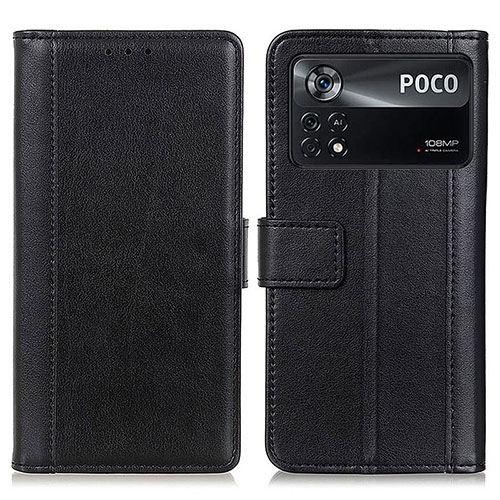 Leather Case Stands Flip Cover Holder N02P for Xiaomi Redmi Note 11E Pro 5G Black