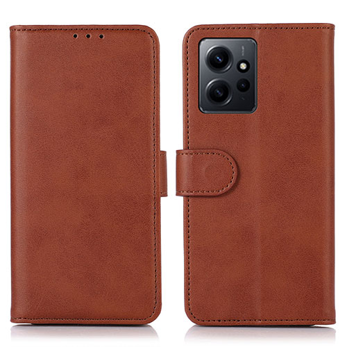 Leather Case Stands Flip Cover Holder N02P for Xiaomi Redmi Note 12 4G Brown