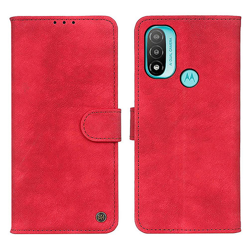 Leather Case Stands Flip Cover Holder N03P for Motorola Moto E20 Red