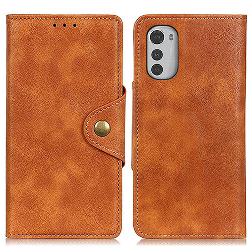 Leather Case Stands Flip Cover Holder N03P for Motorola Moto E32s Brown