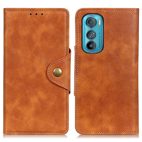 Leather Case Stands Flip Cover Holder N03P for Motorola Moto Edge 30 5G Brown