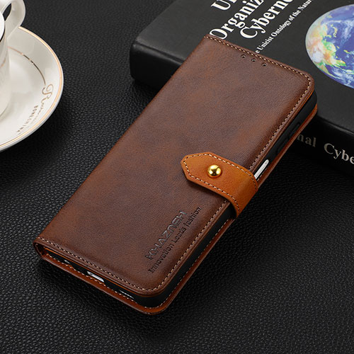 Leather Case Stands Flip Cover Holder N03P for Motorola Moto Edge 40 Neo 5G Brown