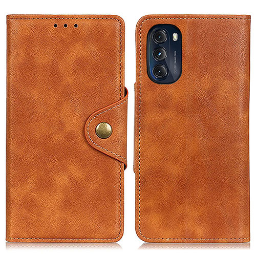 Leather Case Stands Flip Cover Holder N03P for Motorola Moto G 5G (2022) Brown