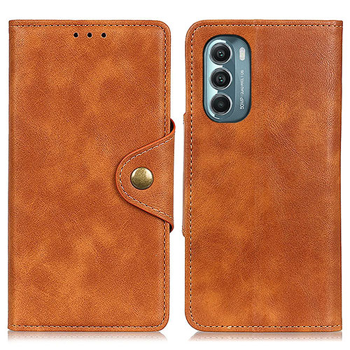 Leather Case Stands Flip Cover Holder N03P for Motorola Moto G Stylus (2022) 4G Brown