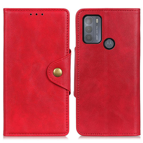 Leather Case Stands Flip Cover Holder N03P for Motorola Moto G50 Red