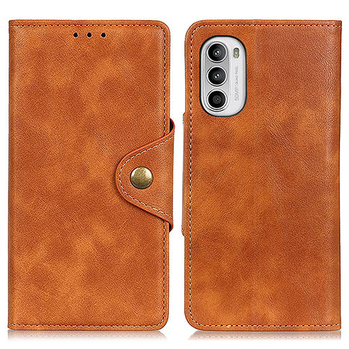 Leather Case Stands Flip Cover Holder N03P for Motorola MOTO G52 Brown