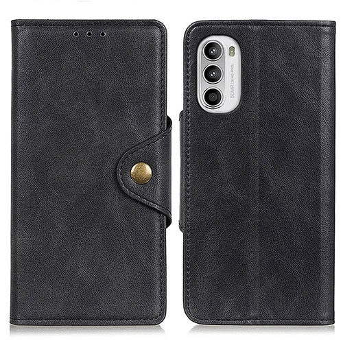 Leather Case Stands Flip Cover Holder N03P for Motorola Moto G71s 5G Black