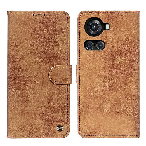 Leather Case Stands Flip Cover Holder N03P for OnePlus 10R 5G Brown