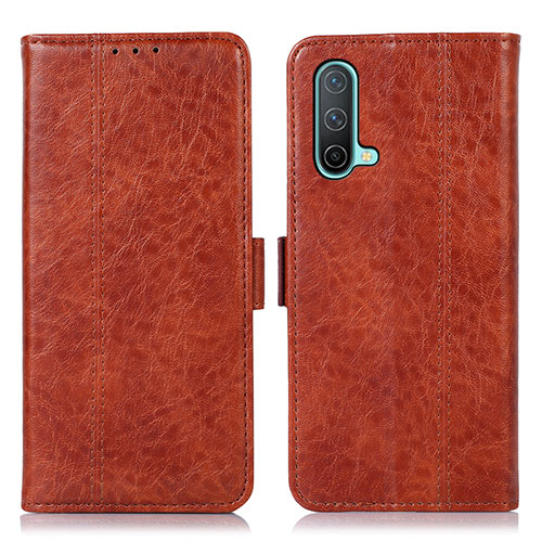 Leather Case Stands Flip Cover Holder N03P for OnePlus Nord CE 5G Brown