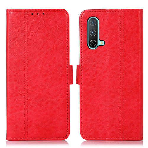 Leather Case Stands Flip Cover Holder N03P for OnePlus Nord CE 5G Red