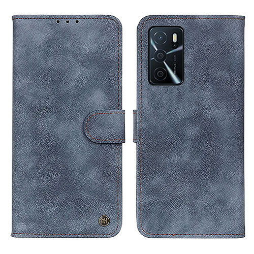 Leather Case Stands Flip Cover Holder N03P for Oppo A16s Blue