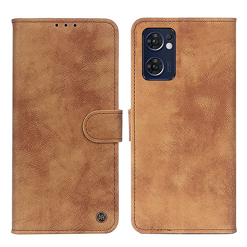 Leather Case Stands Flip Cover Holder N03P for Oppo Find X5 Lite 5G Brown