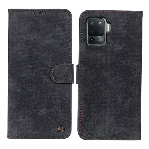 Leather Case Stands Flip Cover Holder N03P for Oppo Reno5 F Black