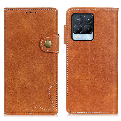 Leather Case Stands Flip Cover Holder N03P for Realme 8 Pro Brown