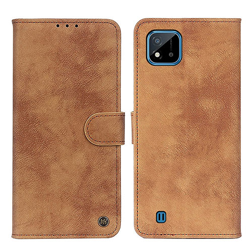 Leather Case Stands Flip Cover Holder N03P for Realme C11 (2021) Brown