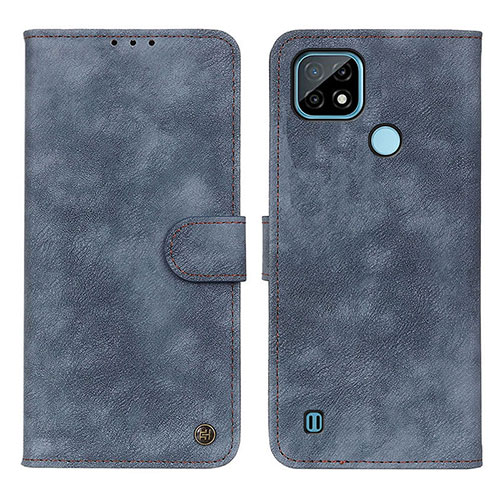 Leather Case Stands Flip Cover Holder N03P for Realme C21 Blue