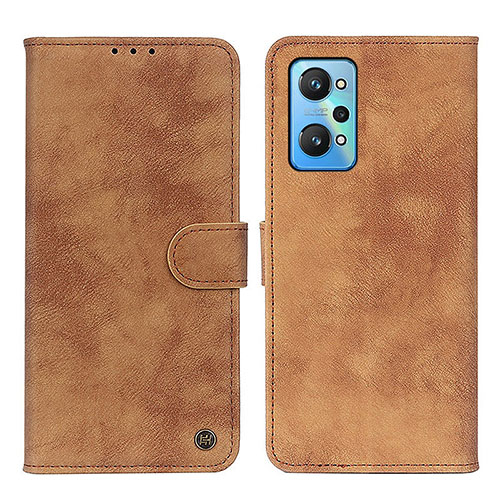 Leather Case Stands Flip Cover Holder N03P for Realme GT2 5G Brown