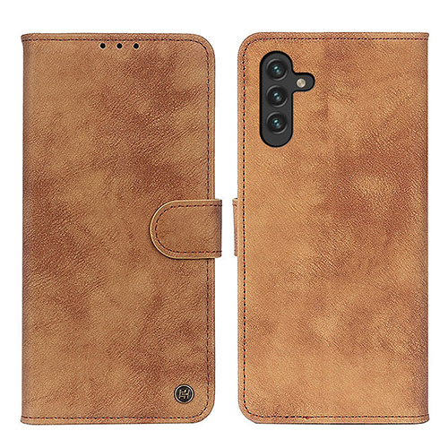 Leather Case Stands Flip Cover Holder N03P for Samsung Galaxy A04s Brown