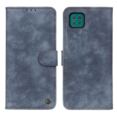 Leather Case Stands Flip Cover Holder N03P for Samsung Galaxy F42 5G Blue