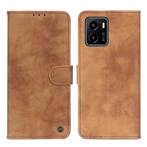 Leather Case Stands Flip Cover Holder N03P for Vivo Y01 Brown