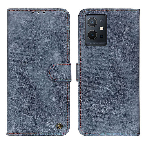 Leather Case Stands Flip Cover Holder N03P for Vivo Y33e 5G Blue