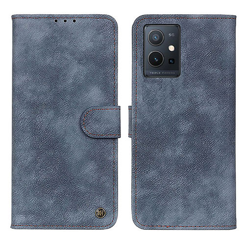 Leather Case Stands Flip Cover Holder N03P for Vivo Y55 5G Blue