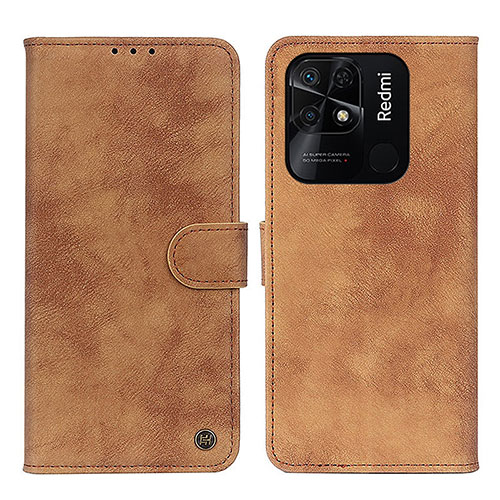 Leather Case Stands Flip Cover Holder N03P for Xiaomi Redmi 10 India Brown